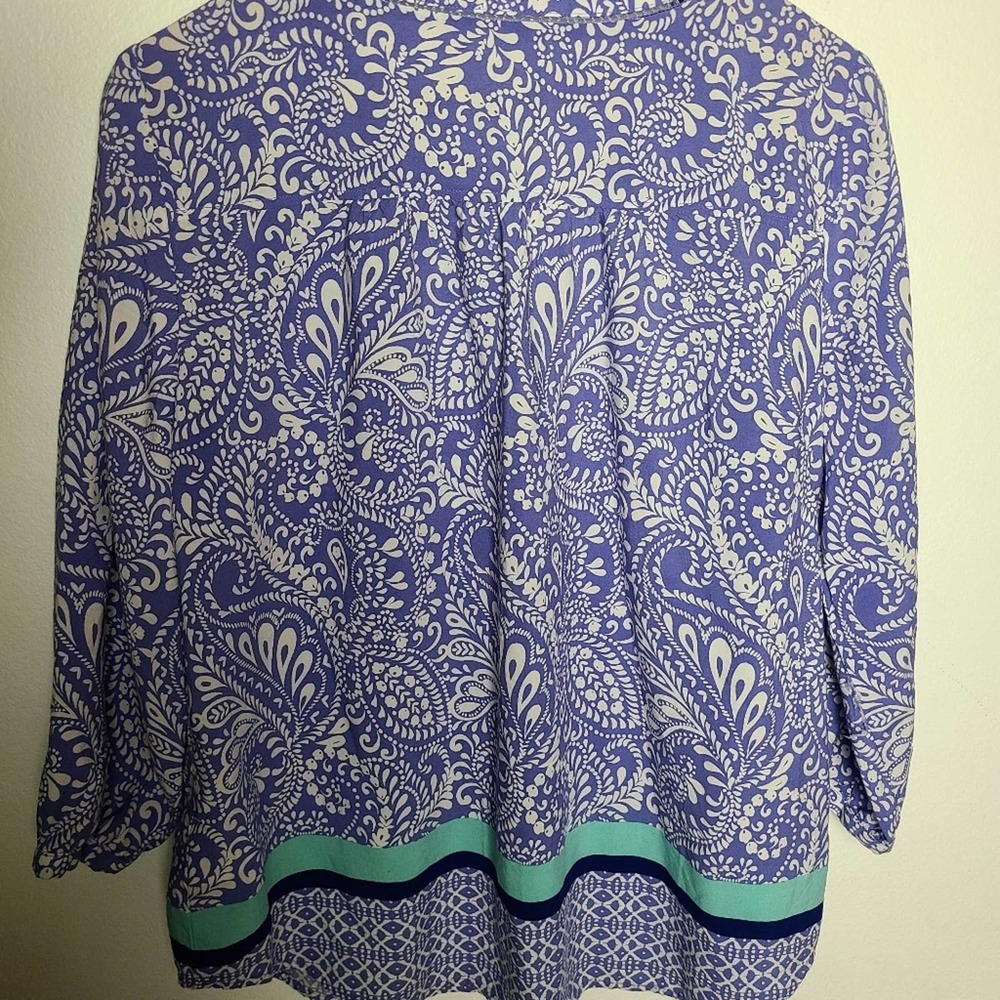 ST. JOHN'S BAY |  PAISLEY V-NECK BLOUSE | SIZE LARGE - Picture 7 of 8